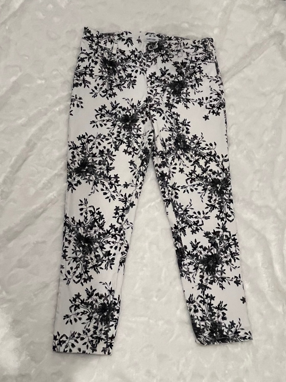 Calvin Klein White & Black Floral Jeans Size 12